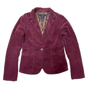 CALVIN KLEIN Jeans Maroon Corduroy One Button Jacket MEDIUM